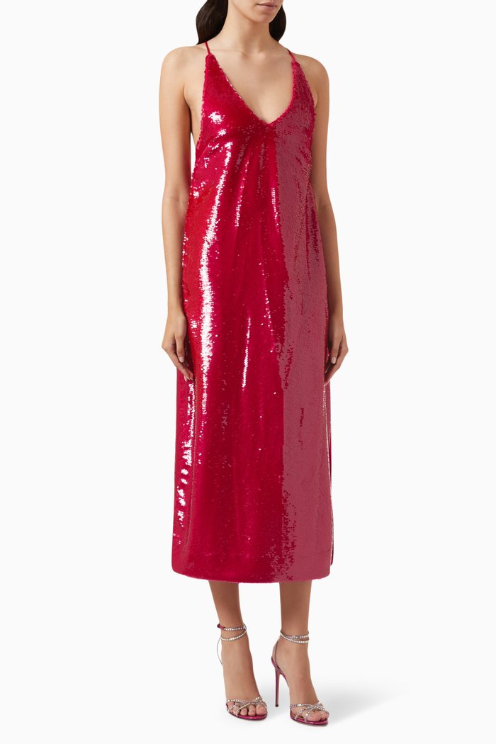 

Sequin-embellished Midi Dress, Red