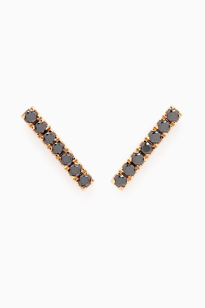 

Black Diamond Bar Earrings in 18kt Yellow Gold