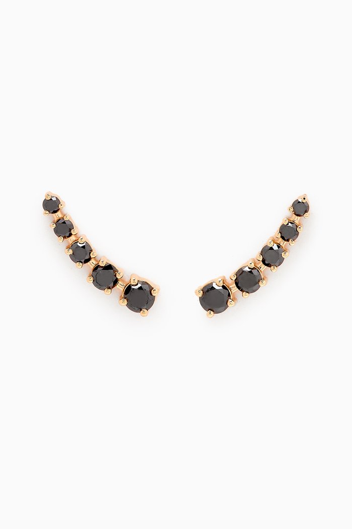 

Half Moon Black Diamond Bar Earrings in 18kt Yellow Gold