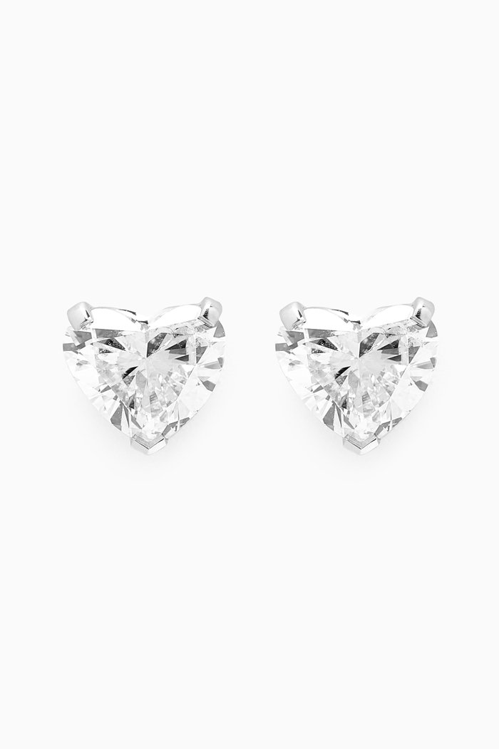 

Heart Diamond Stud Earrings in 18kt White Gold, 1ct
