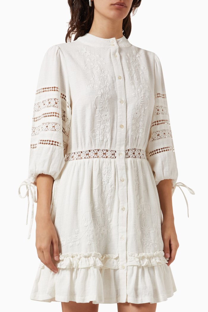 Solace Mini Dress in Cotton, Neutral