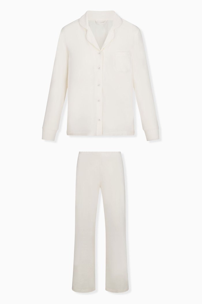 Button-up Sleep Set in Jersey, White