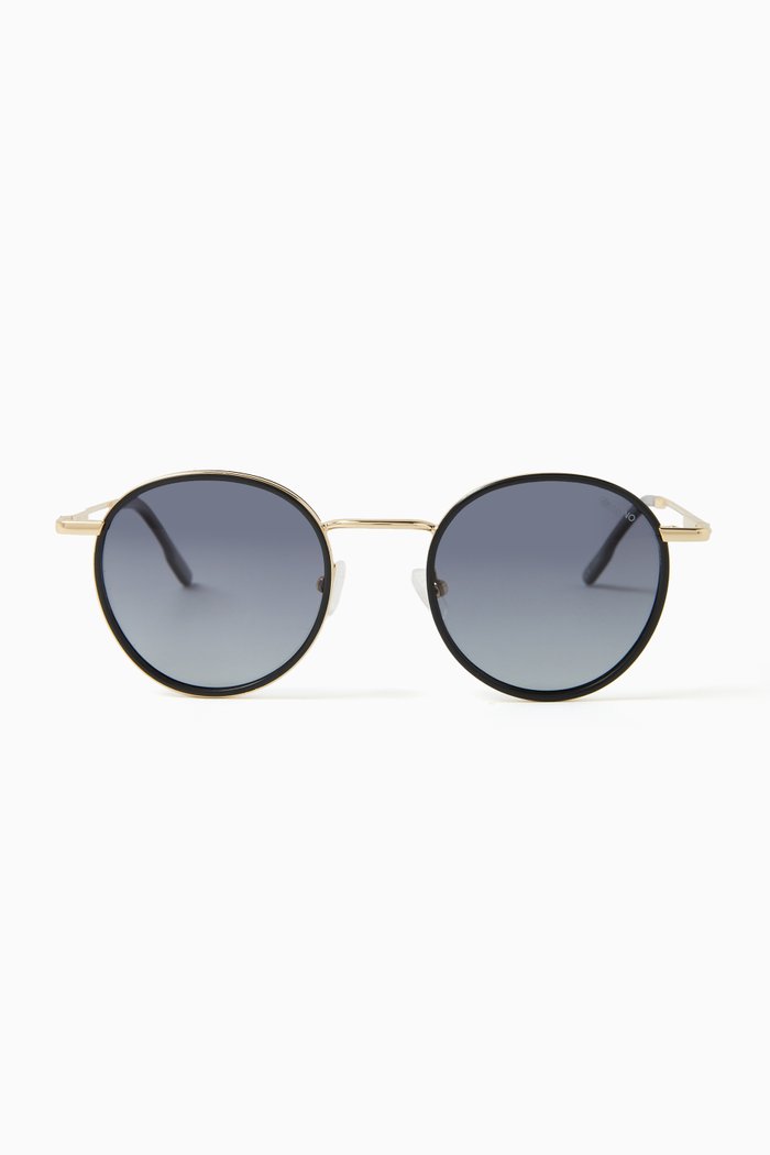 

Pete Round Sunglasses in Stainless Steel, Brown