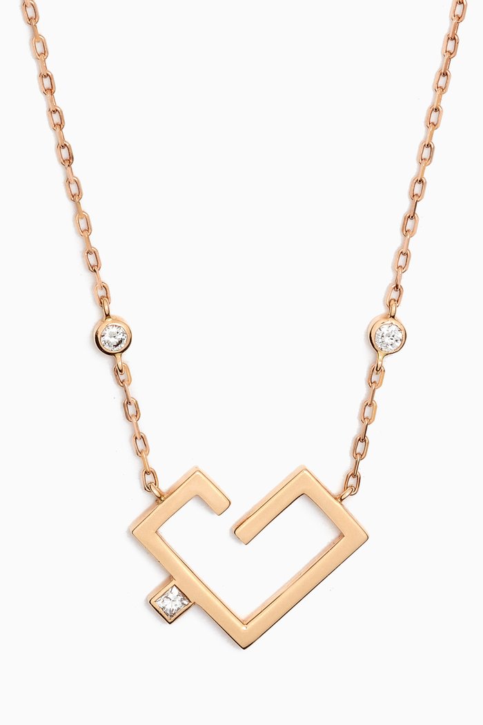 

Hubb Diamond Necklace in 18kt Rose Gold, White