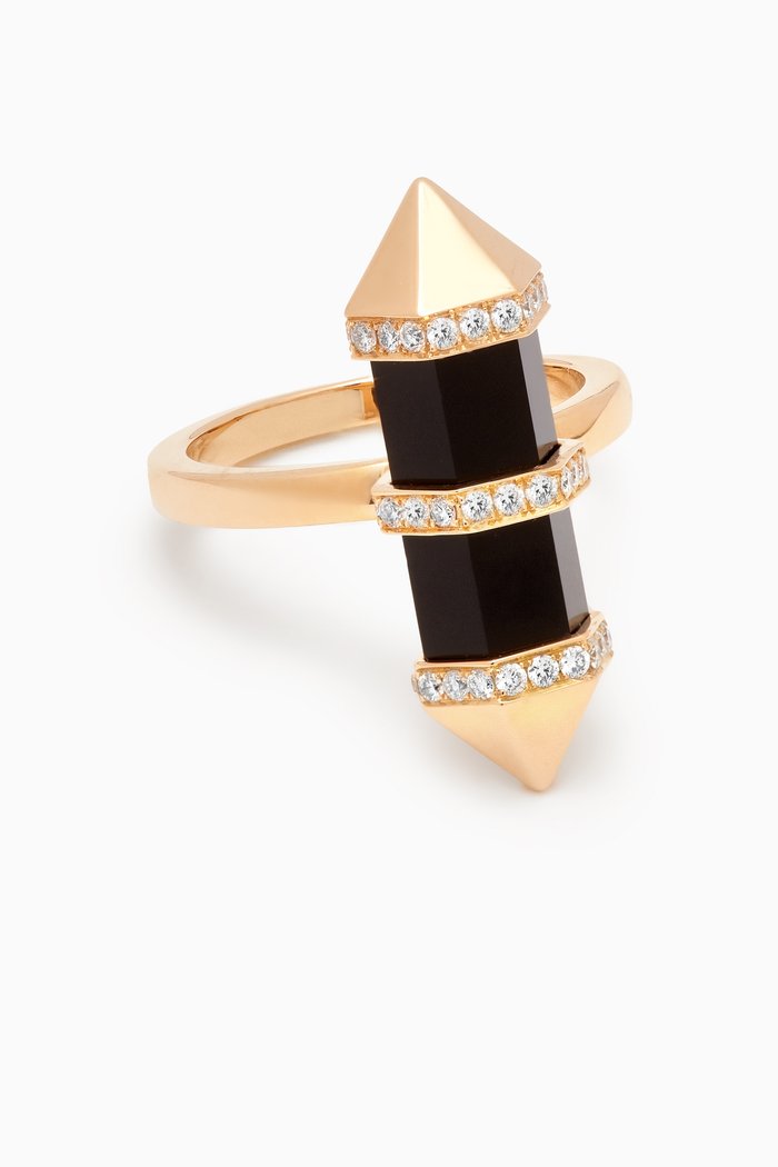 

Chakra Medium Black Onyx & Diamond Ring in 18kt Gold