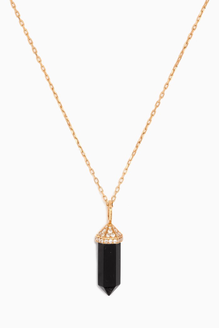 

Chakra Small Black Onyx & Diamond Necklace in 18kt Yellow Gold
