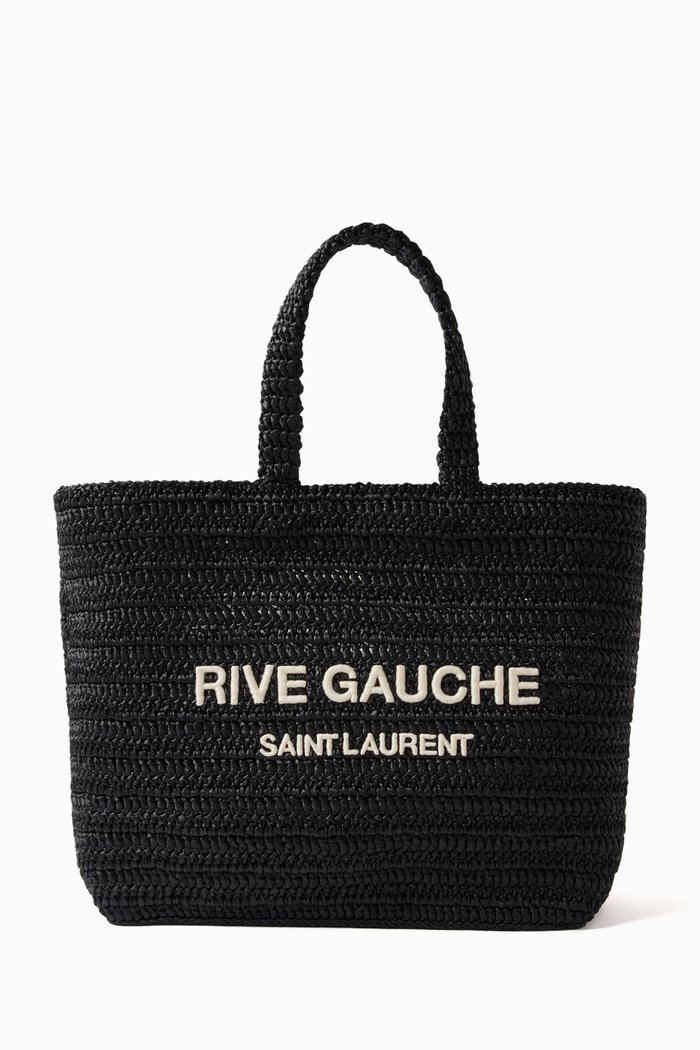 

Rive Gauche Tote Bag in Raffia Crochet, Black
