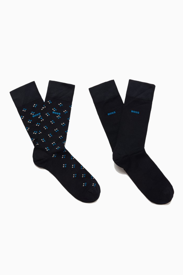 

Patterned Socks, Set of Two, Blue
