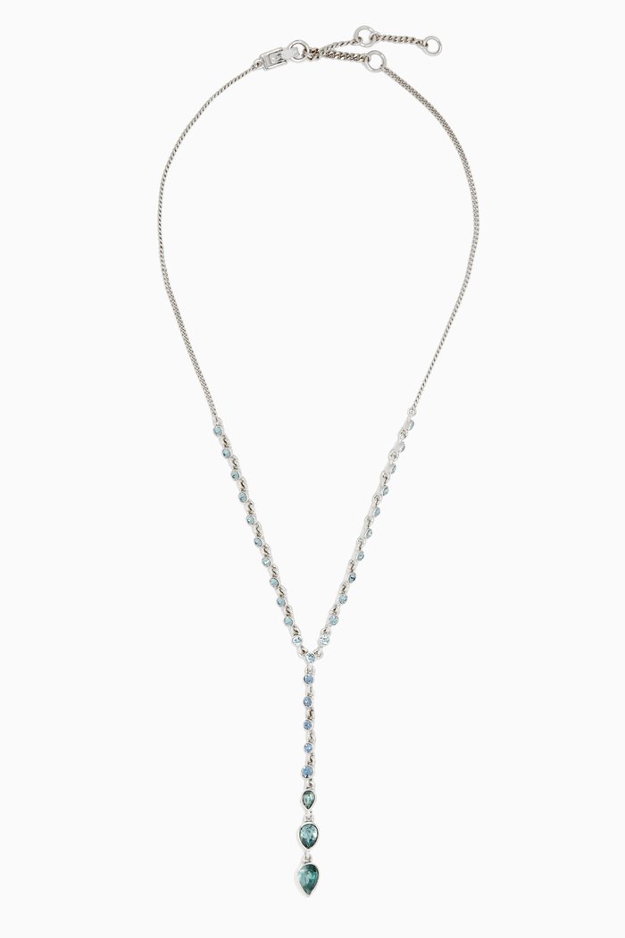 

2000s Givenchy Faux Sapphire Necklace, Silver