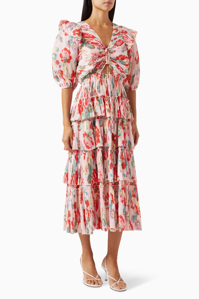 

Lanie Floral Midi Dress in Silk, Multicolour