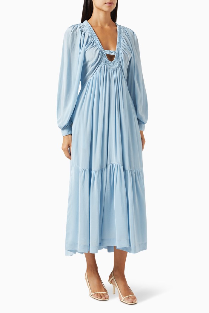 

Nyla Midi Dress in Silk, Blue