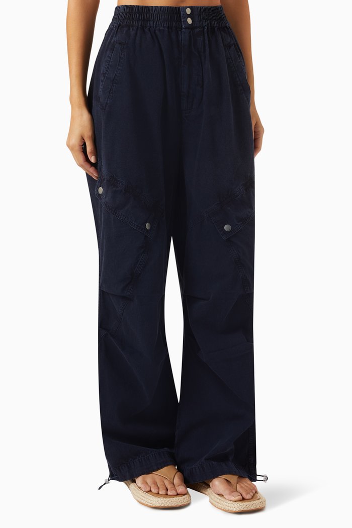 Nyla Utility Pants in Cotton-denim, Blue