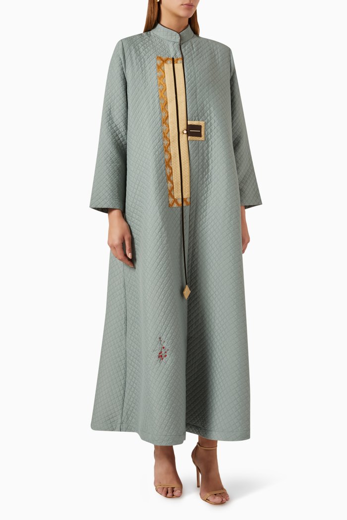 

Quilted Abaya in Cotton, Green