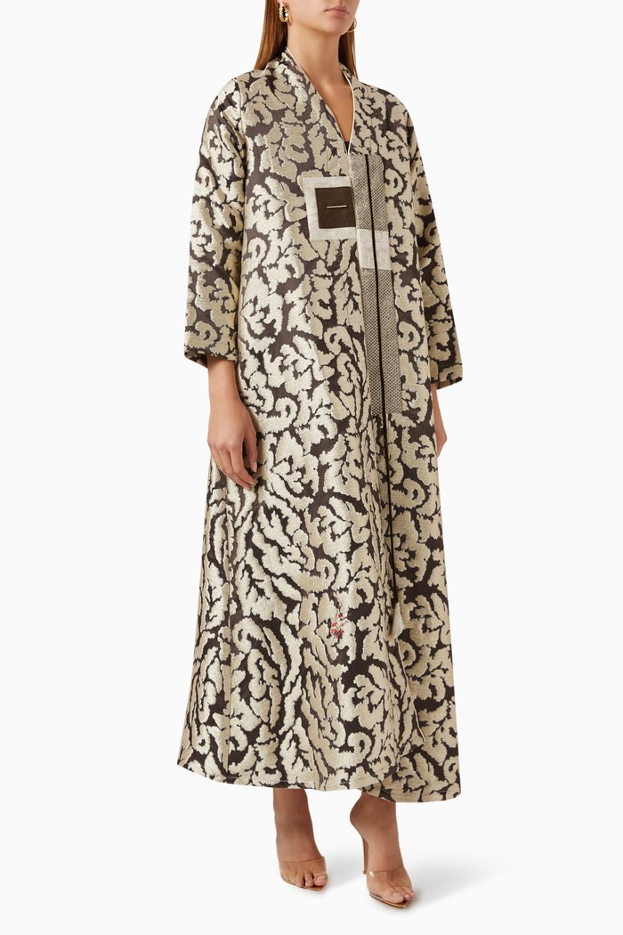 

Kimono Abaya in Silk-jacquard, Brown