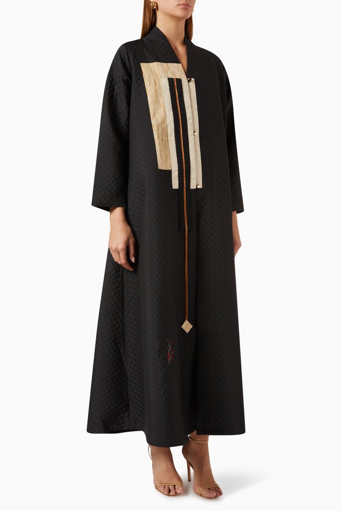 

Quilted Abaya in Cotton, Black