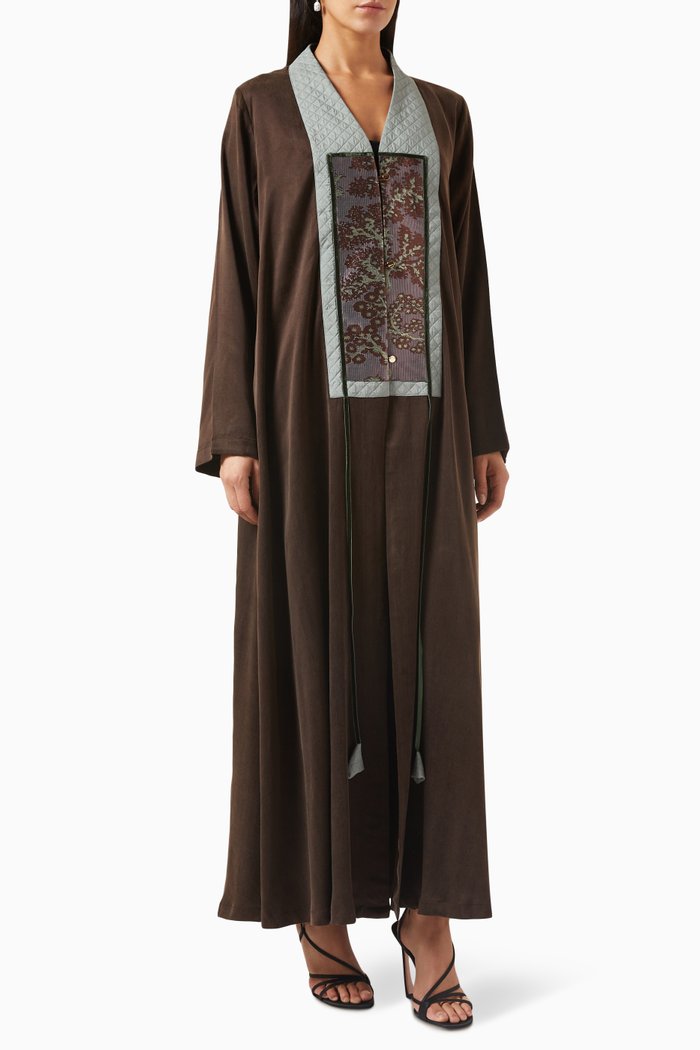 

Patterned Abaya in Silk, Brown