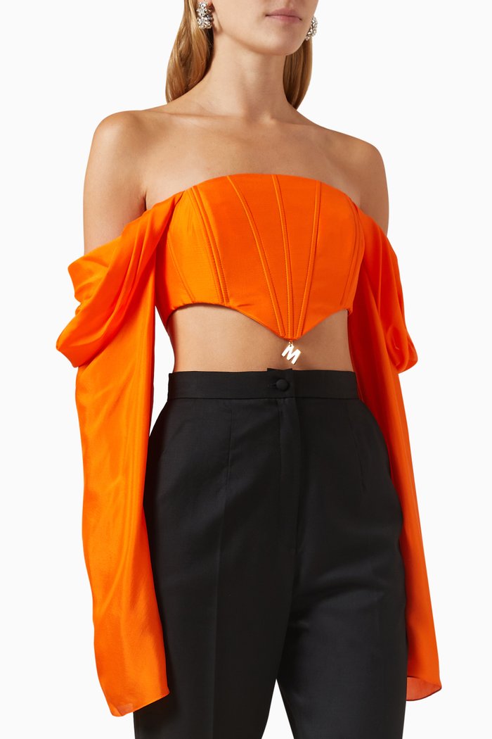 

Gigi Corset Top in Silk-blend, Orange