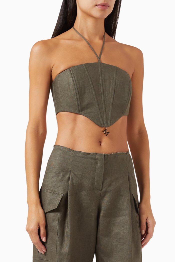 

Pimmy Corset Top in Linen, Green