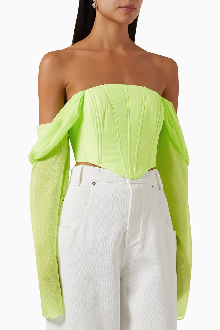 

Gigi Corset Top in Silk-blend, Green