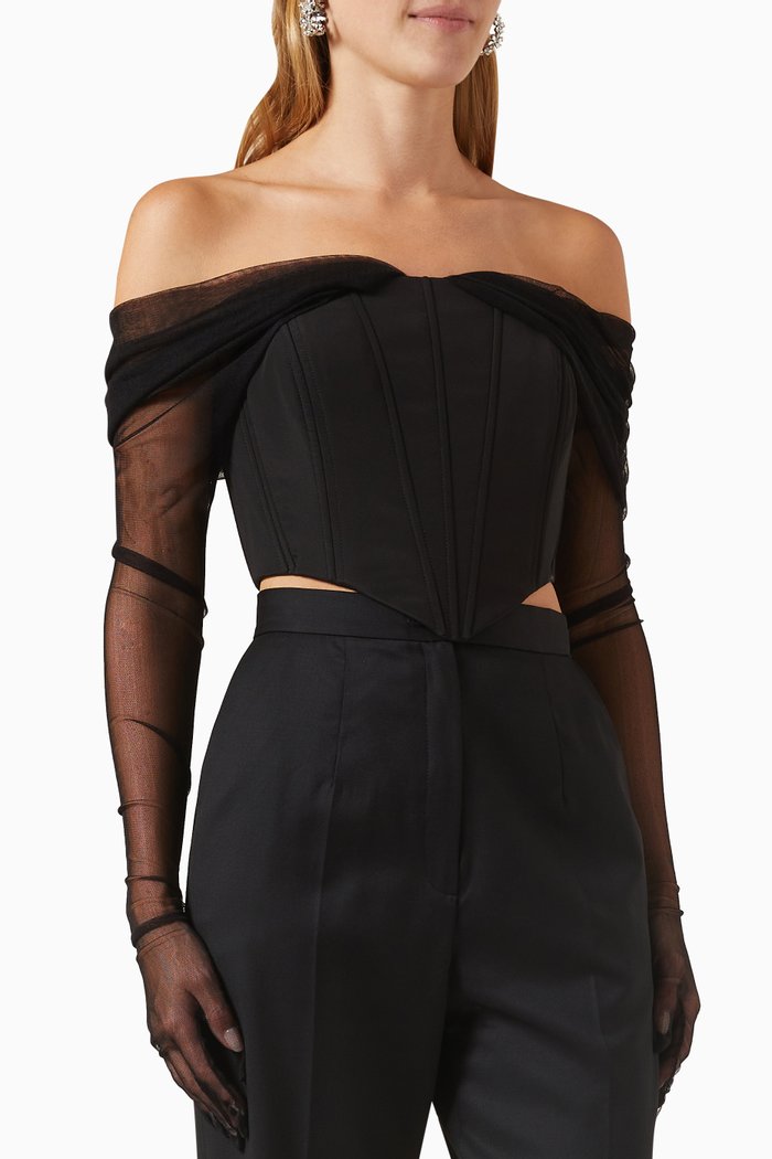 

Gigi Corset Top in Silk-blend, Black