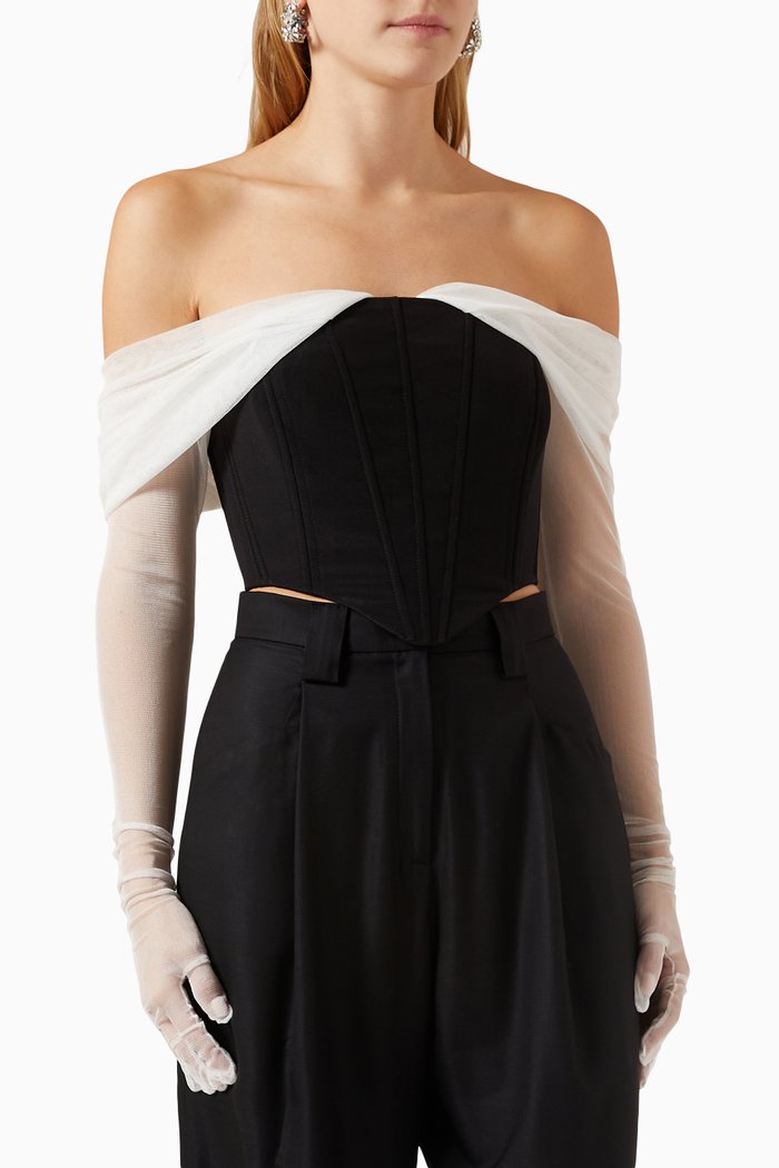 Gigi Corset Top in Silk-blend, Multicolour