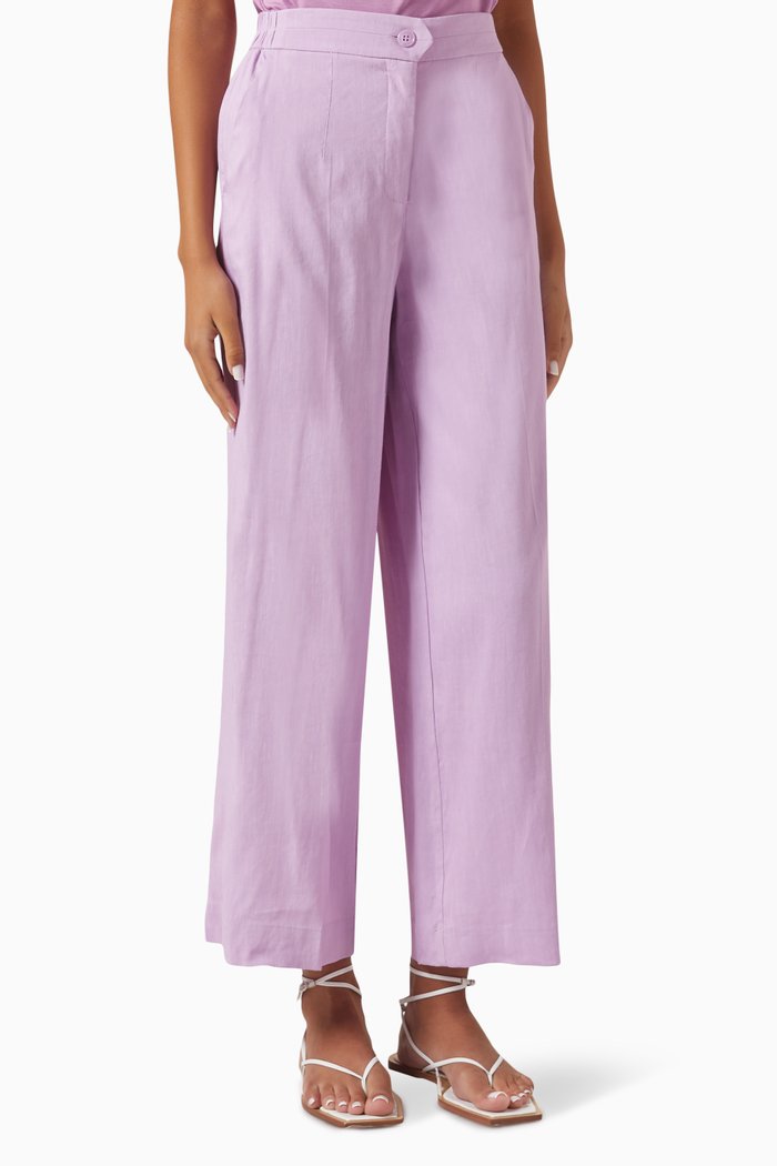 

Wide-leg Pants in Linen-blend, Purple