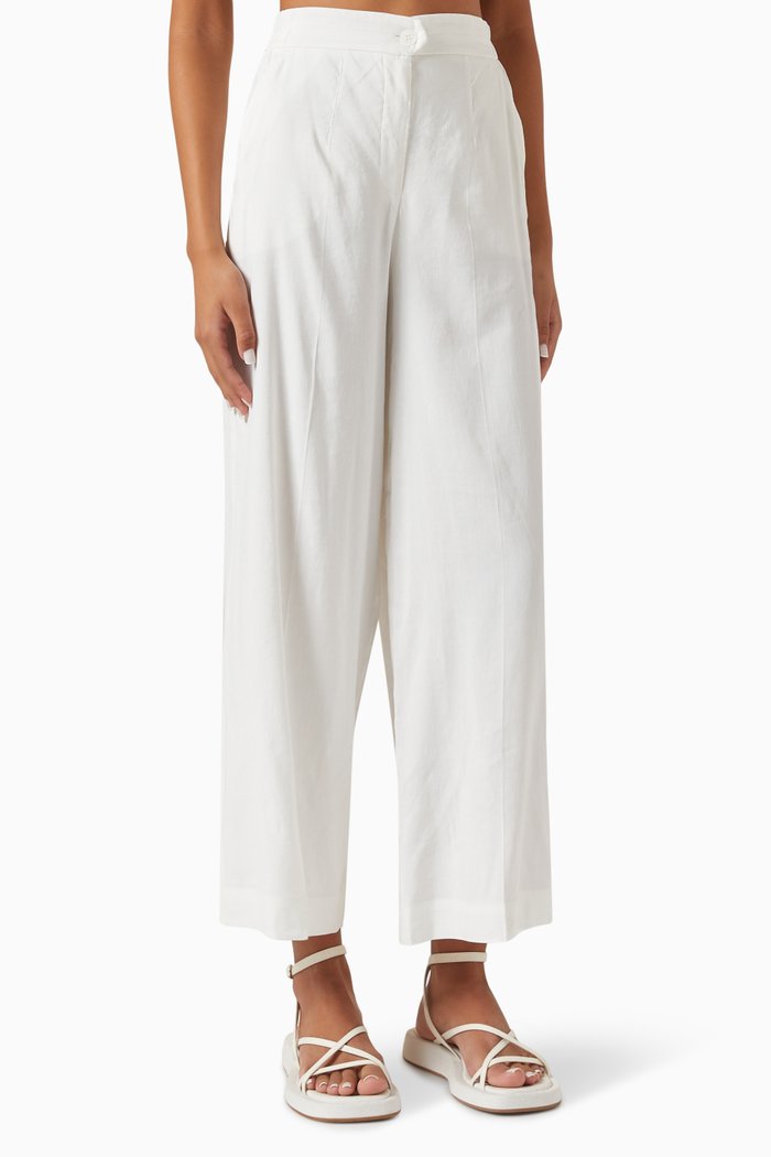 

Wide-leg Pants in Linen-blend, White