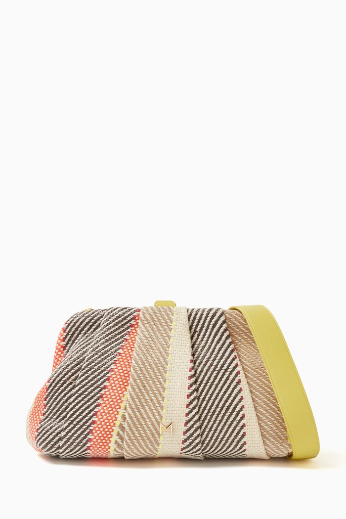 

Zelia Woven Clutch Bag in Raffia Blend, Neutral
