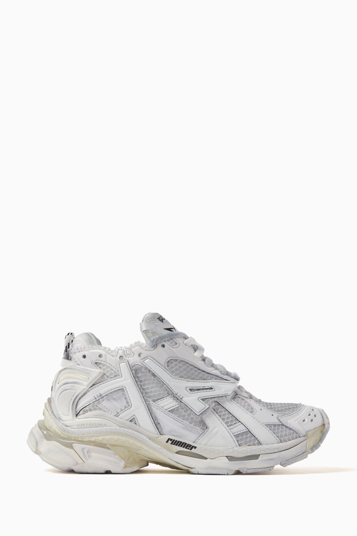 

Runner Sneakers in Mesh & Nylon, White
