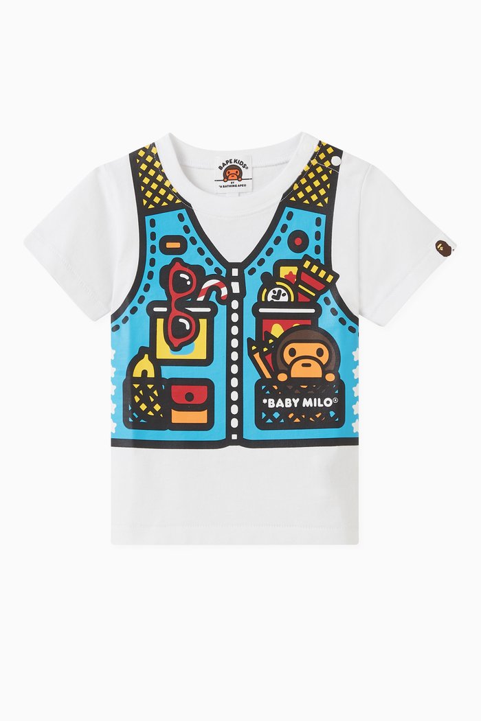 

Baby Milo Fishing Vest Print T-shirt in Cotton, White