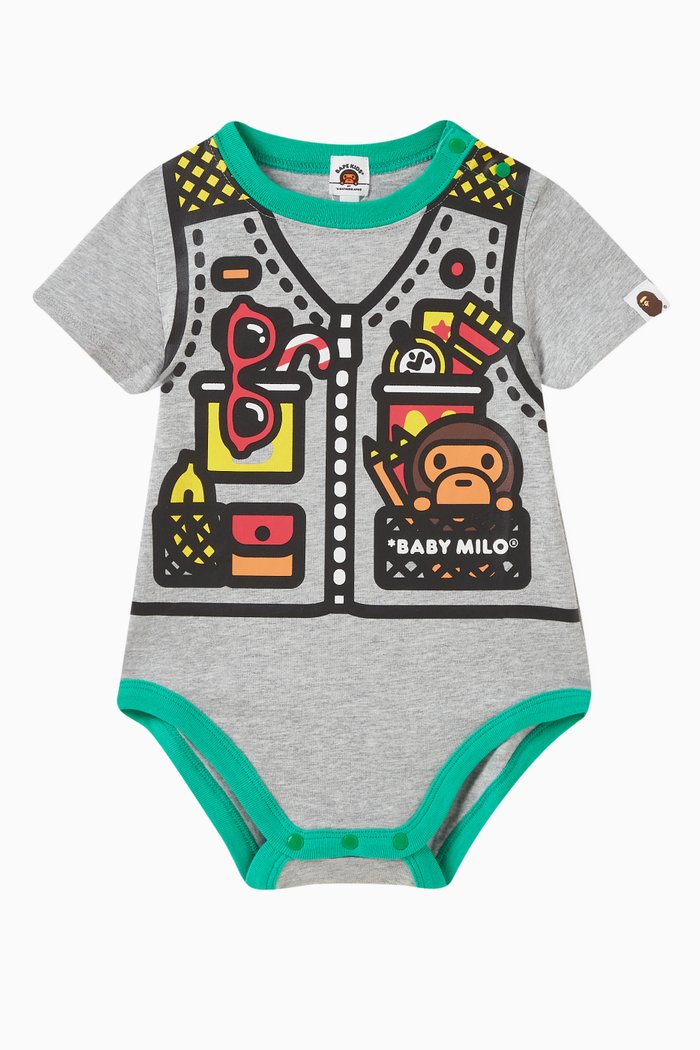 Milo Vest Bodysuit in Cotton, Grey