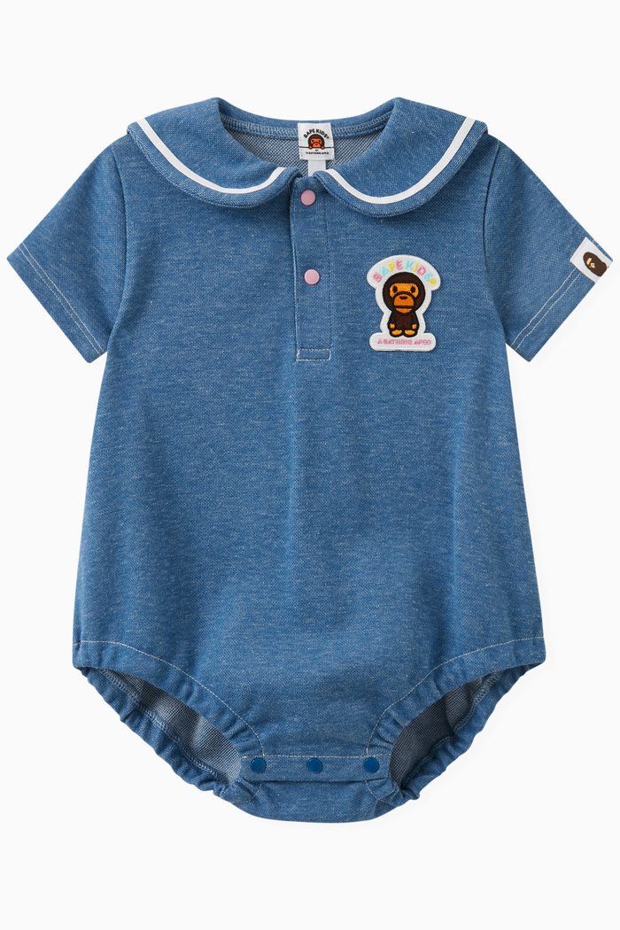 Baby Milo Denim Bodysuit in Cotton, Purple