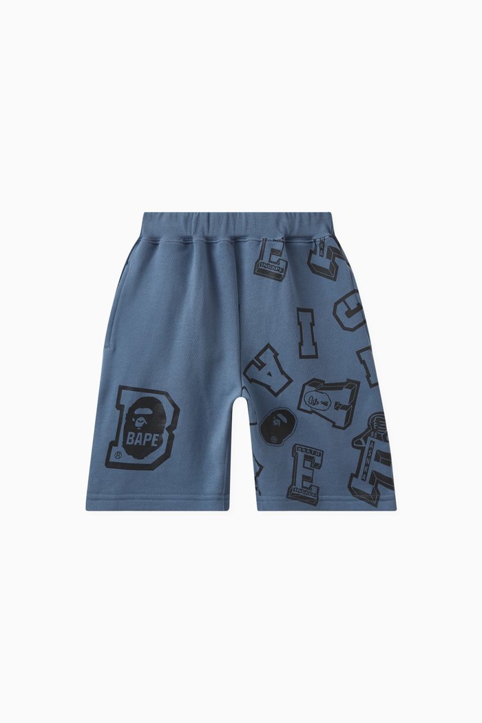 

College Logo Shorts in Cotton, Grey