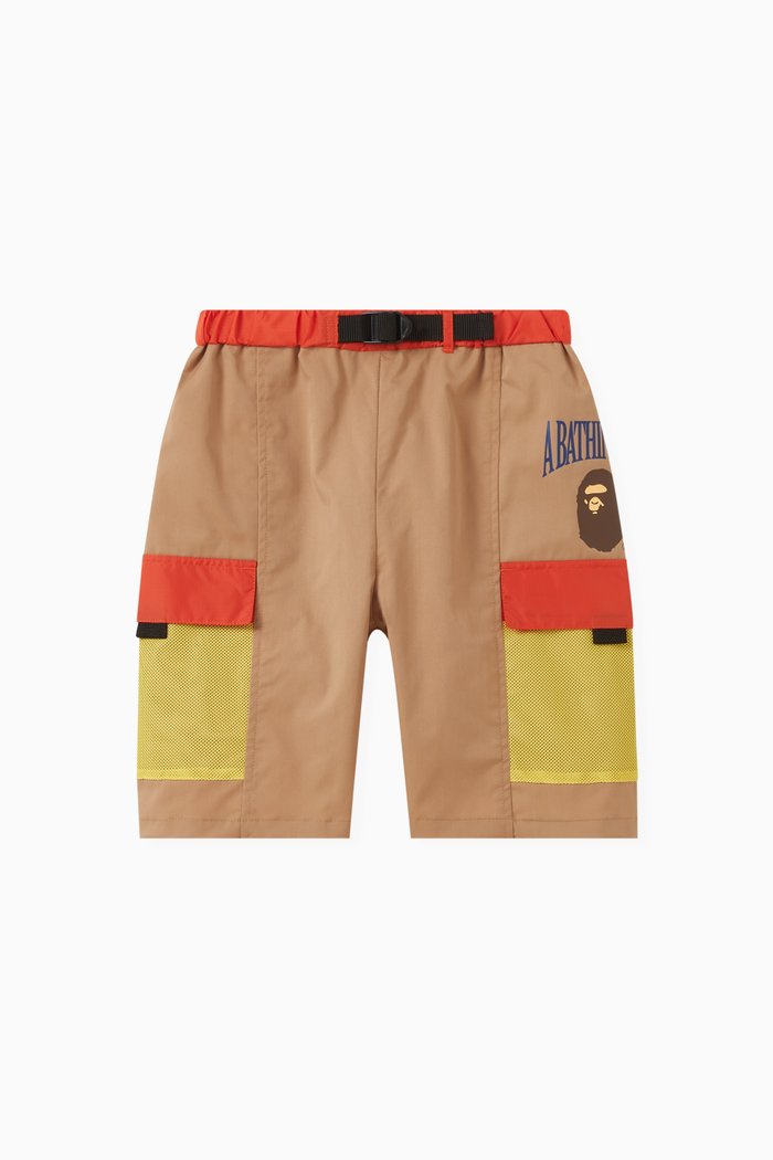 

Logo-print Mesh-pocket Shorts in Polyester-blend, Neutral