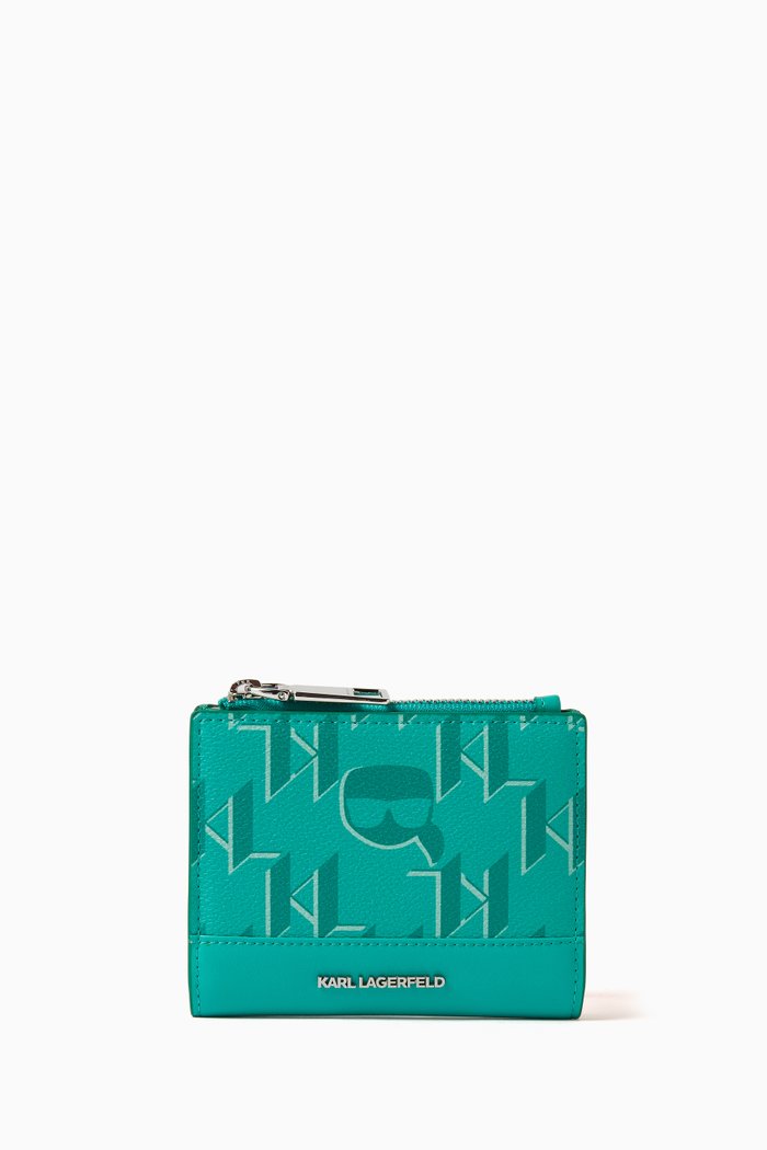 

K/Ikonik 2.0 Monogram Bi-fold Card Holder in Coated Canvas, Gold