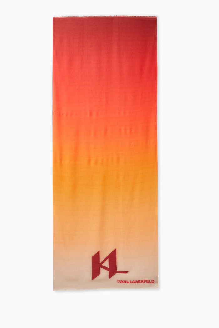 

K/Monogram Gradient Scarf in Cotton & Silk, Orange