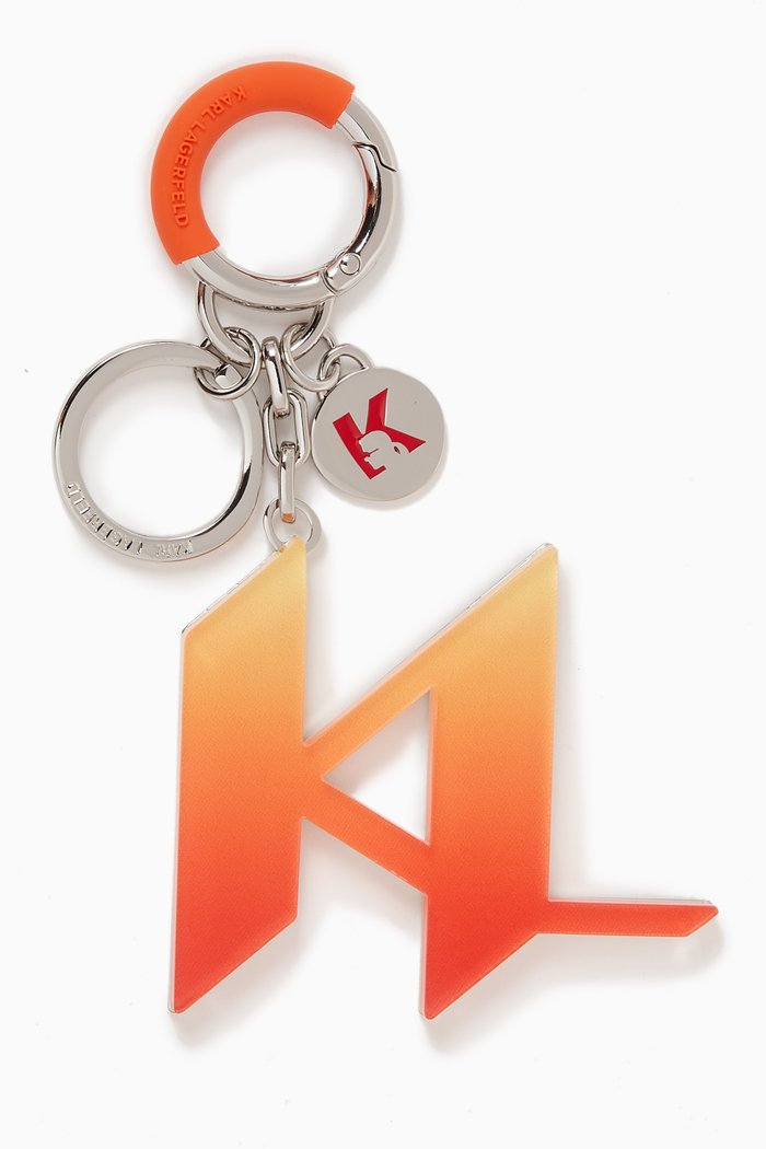 

K/Monogram Degrade Keychain in Metal, Orange