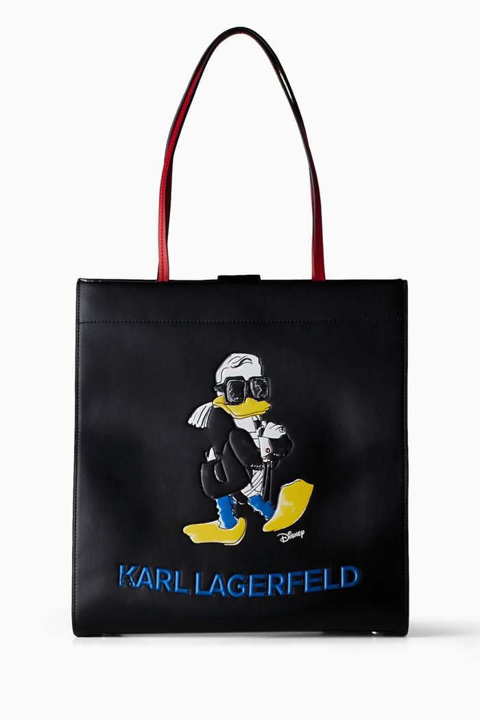 

x Disney Donald Duck Tote Bag in Leather, Black