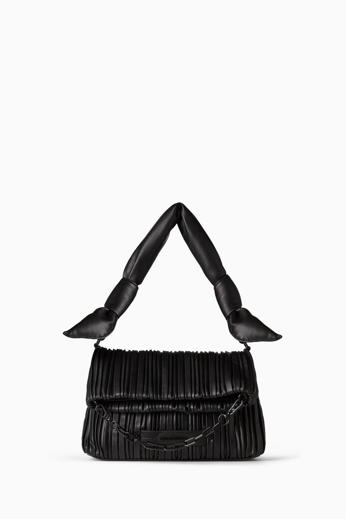 Small K/Kushion Folded Tote Bag in Faux-leather, Black