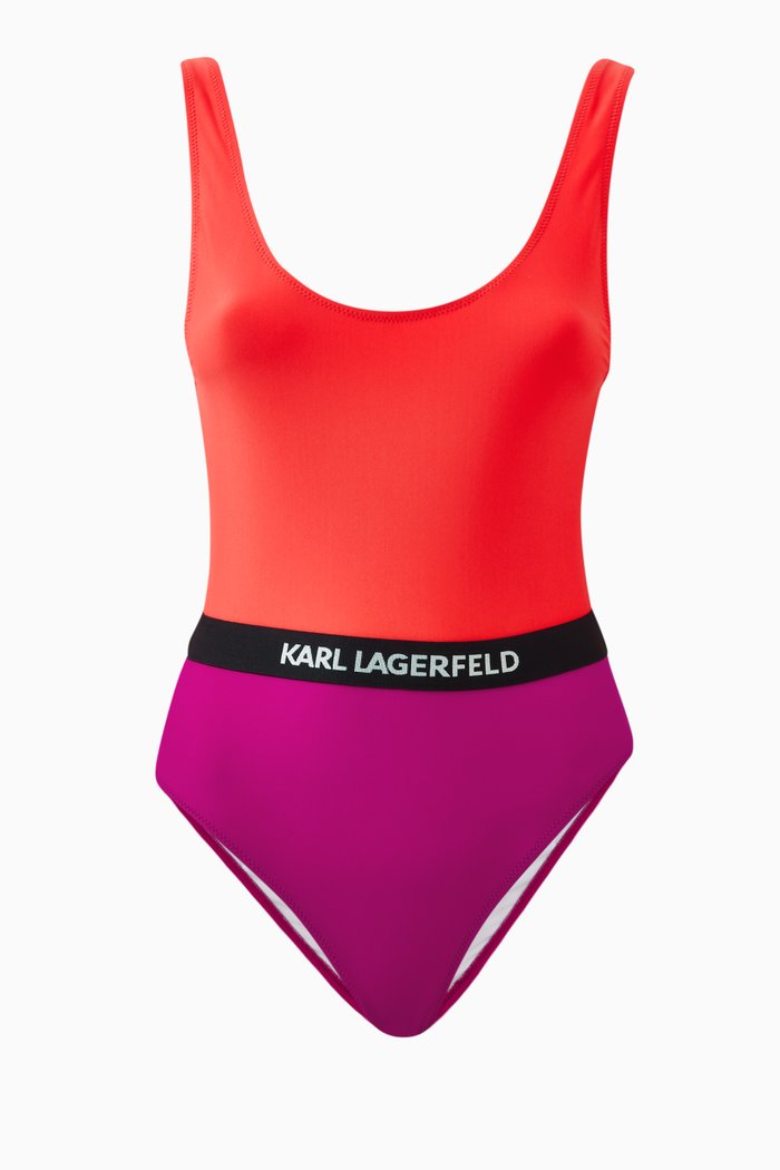 

Colour-block One-piece Swimsuit, Red