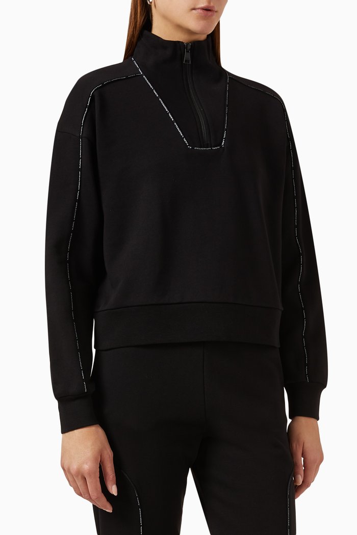 

Piped Sweatshirt in Jersey, Black