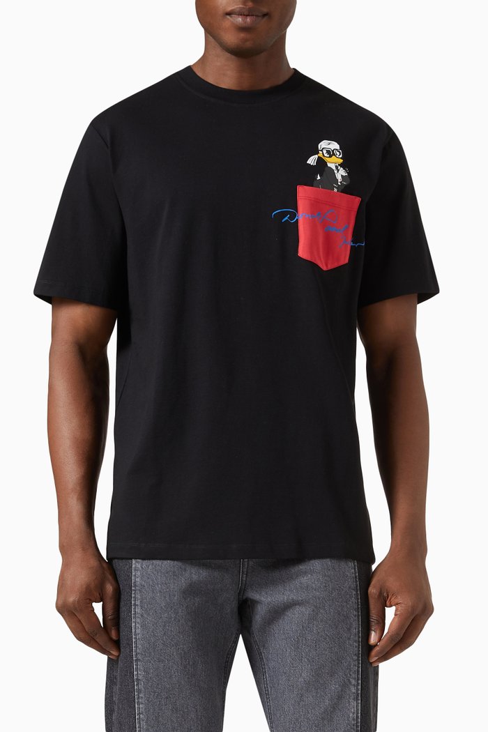 

Karl x Disney T-shirt Pocket T-shirt in Cotton Jersey, Black