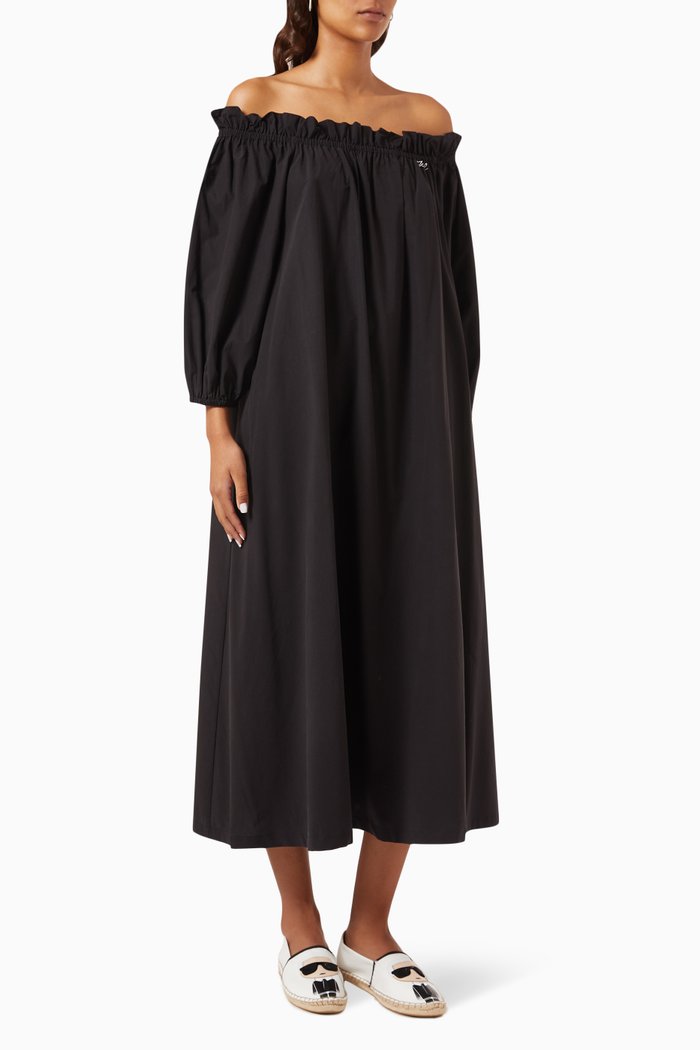 

DNA Off-shoulder Dress in Cotton, Black
