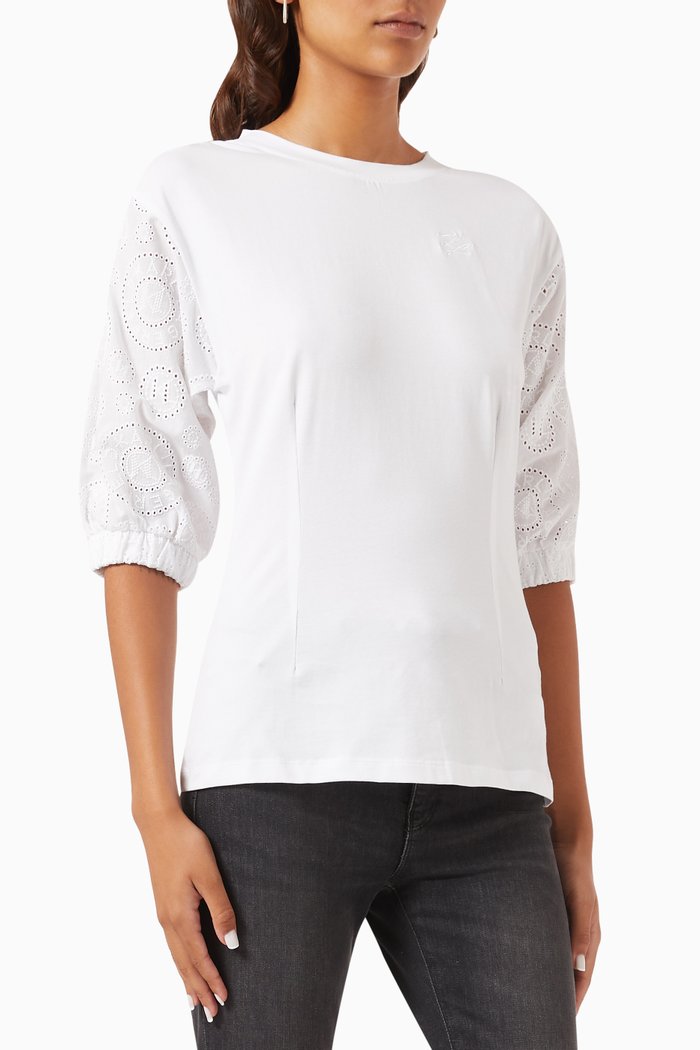 

Puffy Sleeve T-shirt in Jersey, White