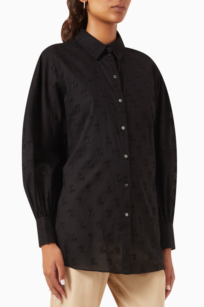 

Monogram Shirt in Organic Cotton, Black