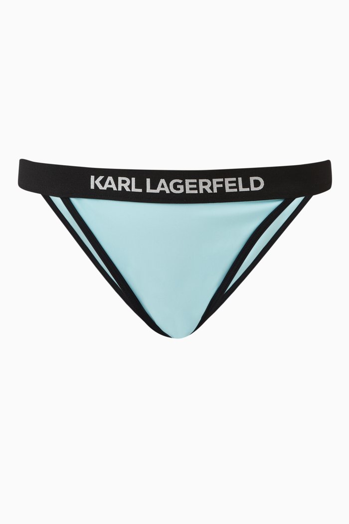 

Logo Waistband Bikini Bottoms in Recycled Materials, Blue