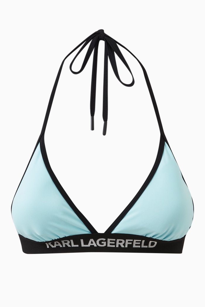 

Logo Print Triangle Bikini Top, Blue