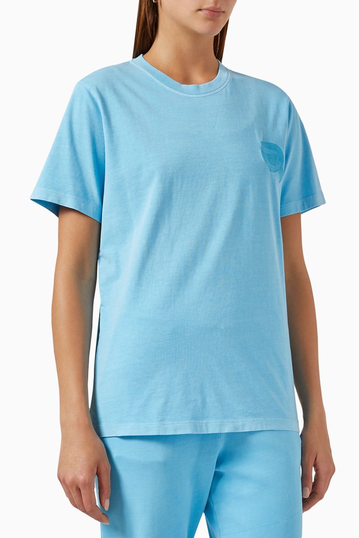 

Tonal Logo Print T-shirt in Organic Cotton, Blue