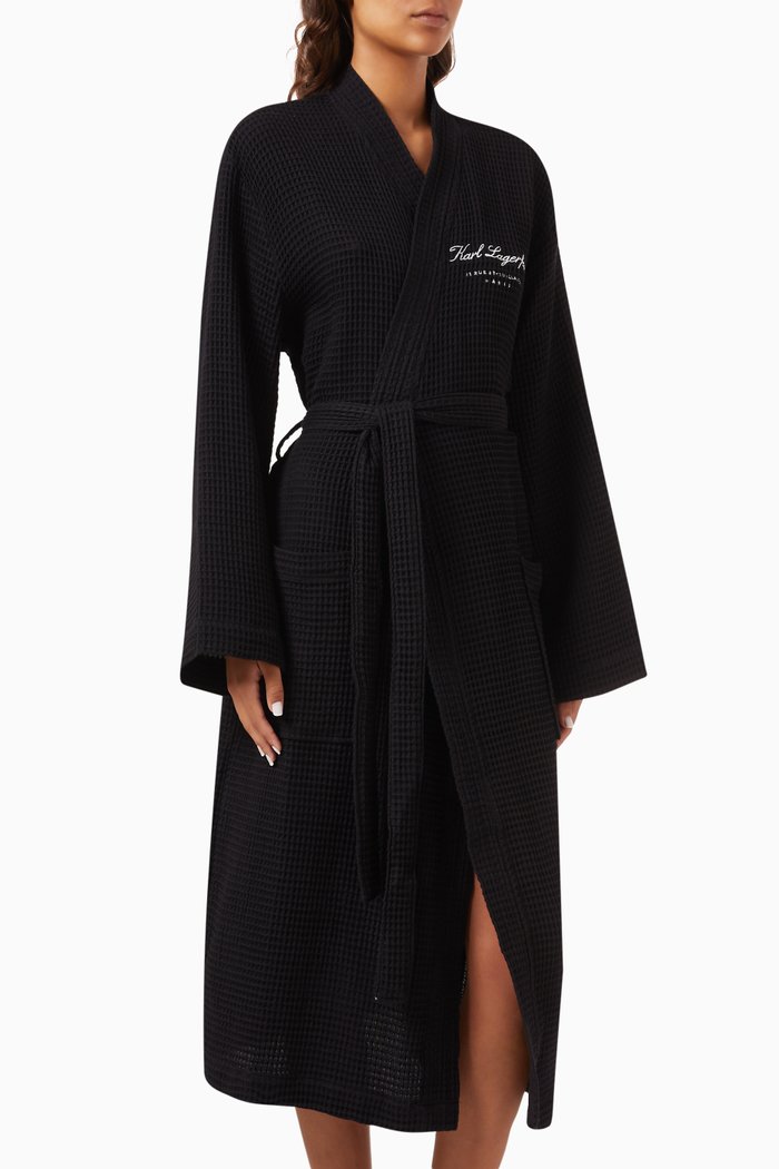

Waffle Bathrobe in Terry, Black