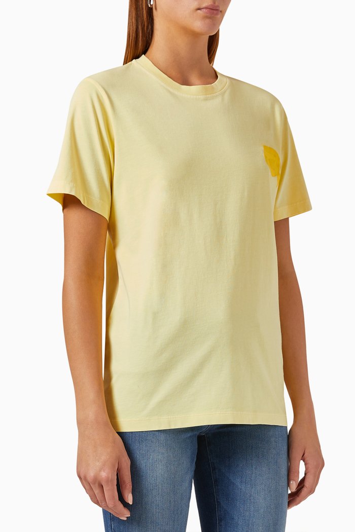 Tonal Logo Print T-shirt in Organic Cotton, Yellow